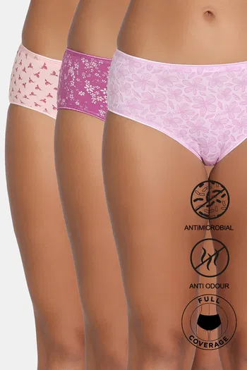 Buy Zivame Low Rise Full Coverage Hipster Panty  (Pack of 3) - Multicolor